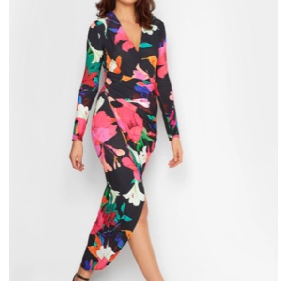 Long Tall Sally Multicolor Floral Long Sleeve Dress - Picture 1 of 5